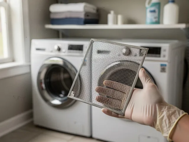 Whitehall Dryer Vent Cleaning specialist performing detailed lint trap cleaning service in Whitehall