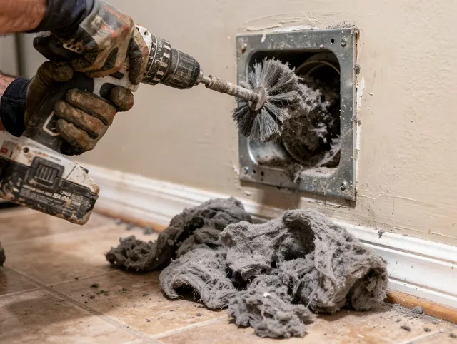 Certified Whitehall Dryer Vent Cleaning technician performing dryer vent cleaning in Whitehall