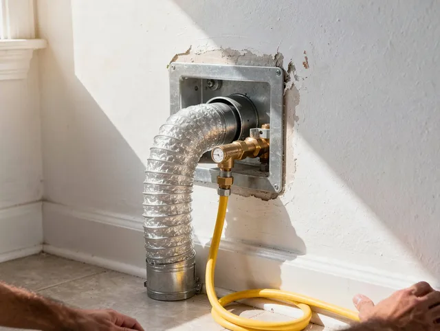 Whitehall Dryer Vent Cleaning certified technician performing specialized gas dryer vent cleaning in Whitehall